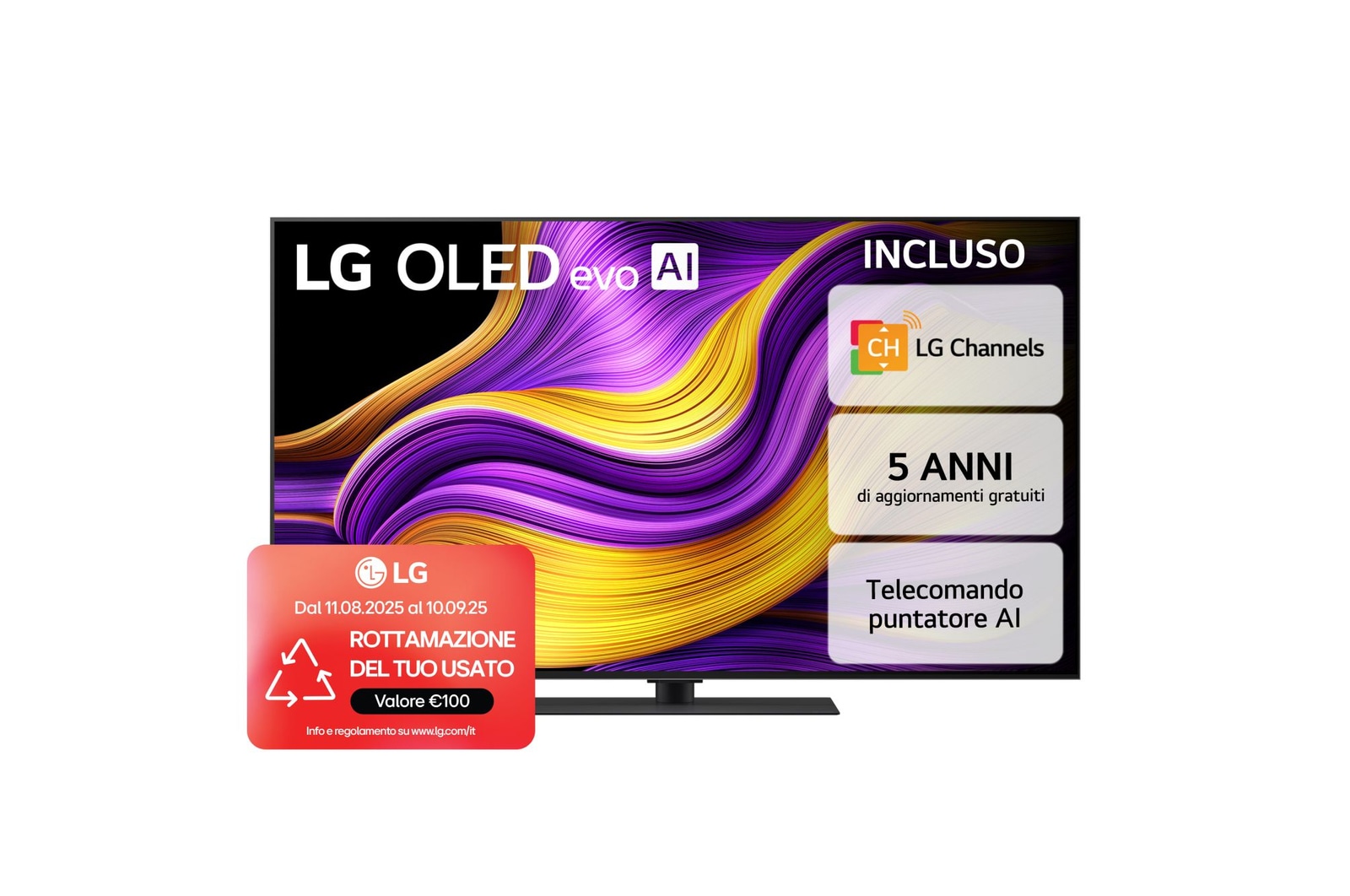 Immagine frontale del TV LG OLED evo AI G5 4K OLED55G56LS
